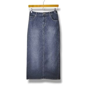 Vintage Y2K No Boundaries Denim Maxi Skirt Juniors 3 Back Slit 20"